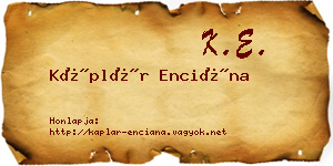 Káplár Enciána névjegykártya